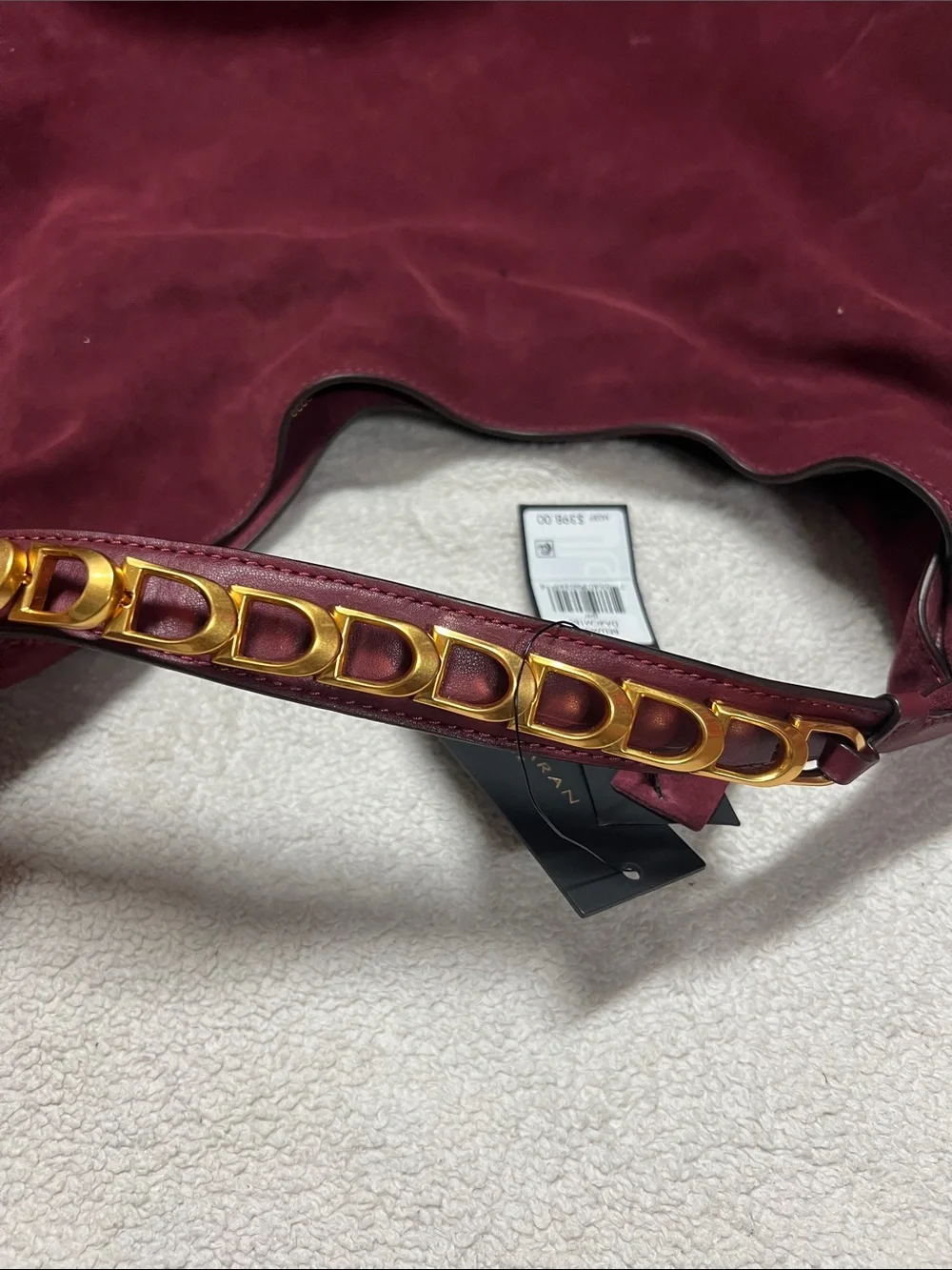Donna Karen New York Bellmore Extra Large Suede Hobo With Bezel Strap